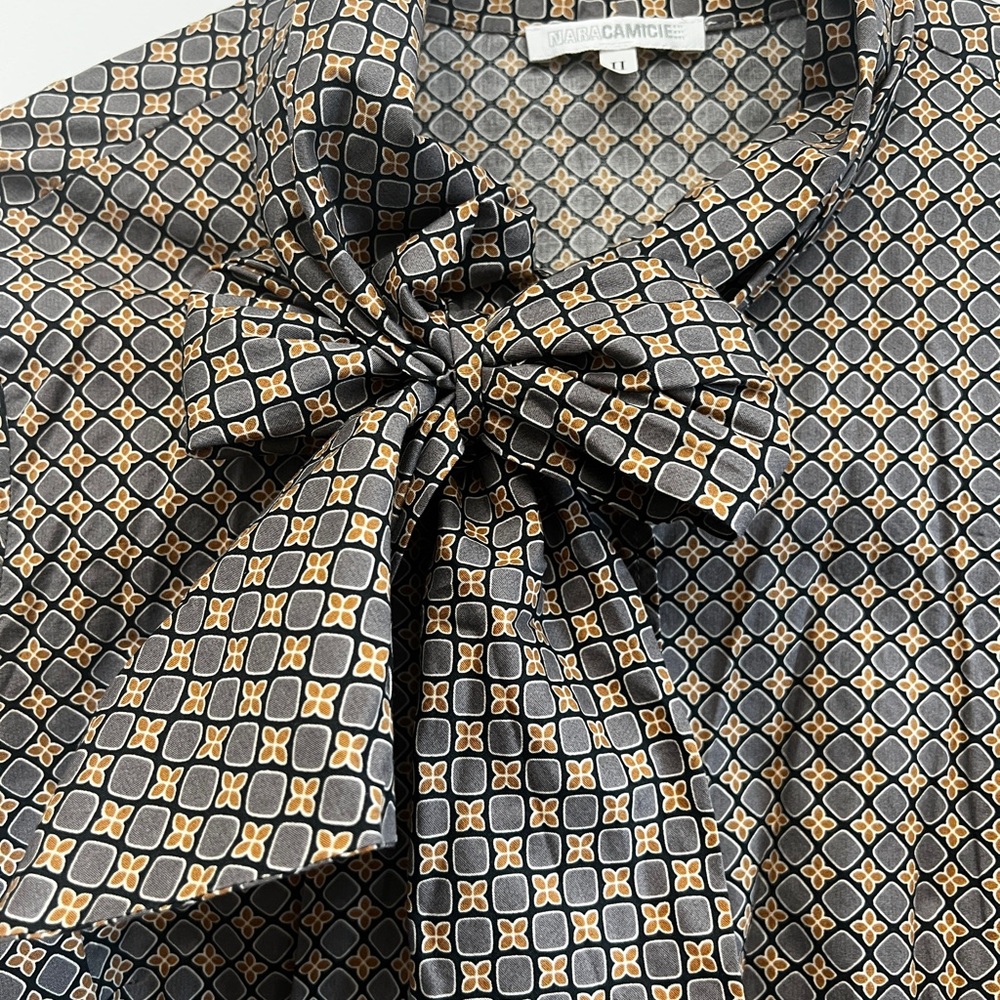 Naracamicie Black, Grey, Tan Patterned Blouse - Picture 2 of 8